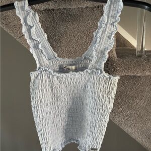 Hollister Light Blue Ruffle Strap Top
